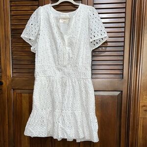 NEW Anthropologie White Ruffled Cut Out Sundress